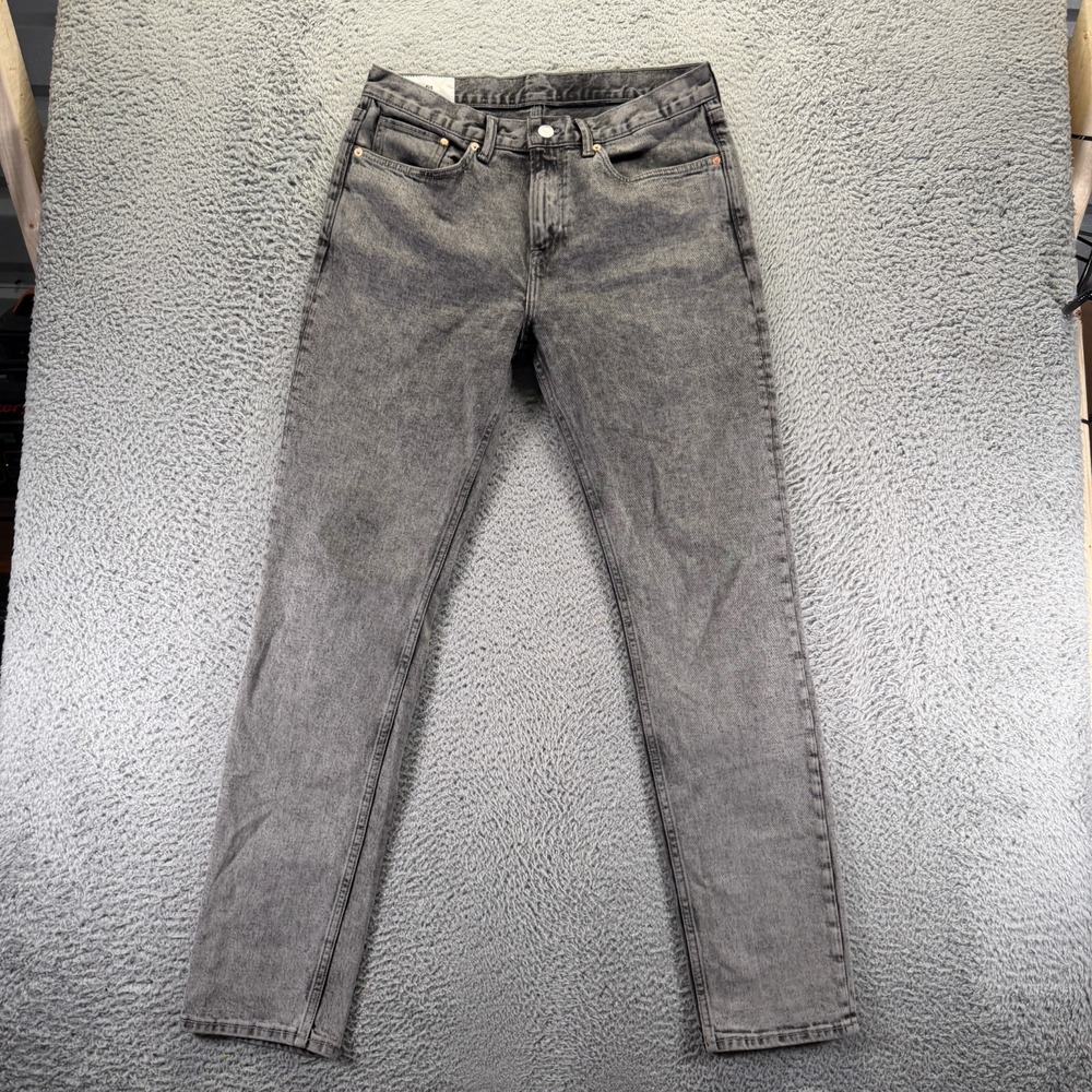 H&M Jeans Men's 32x34 Gray Cotton Denim Straight Leg Slim Fit Workwear Stretch